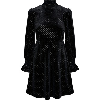 YASRIVA LS HIGH NECK VELVET DRESS
