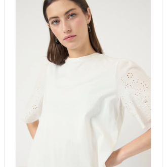 YASLEX SS TOP W. EMB SLEEVES S. NOOS