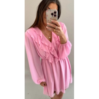 VIANE L/S V-NECK SHORT DRESS