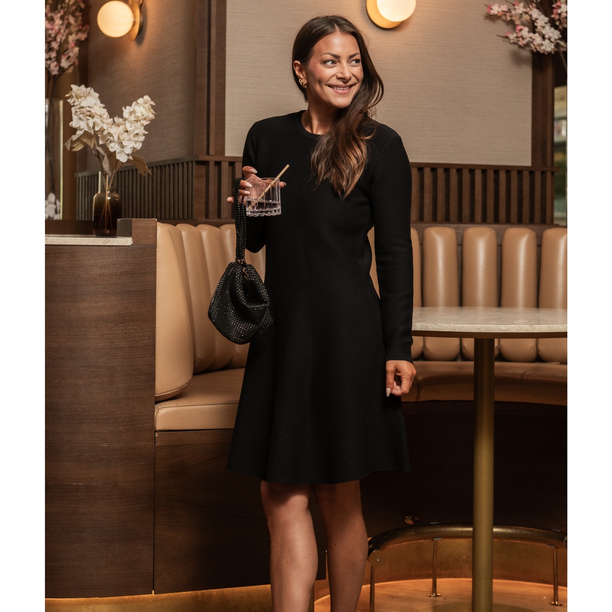 VISWAY L/S O-NECK SKATER KNIT DRESS/1