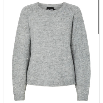 PCPAM LS O-NECK OVERSIZE PEARL KNIT BC