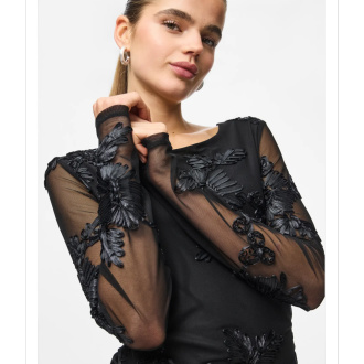 PCOFFIA LS O-NECK SHORT DRESS JRS D2D - Black, XS