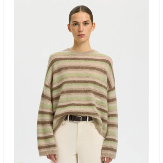 SLFLULU LS KNIT BUTTON O-NECK