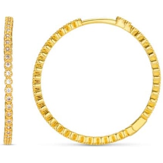 Fine Pave Mid-Size Hoop Earrings