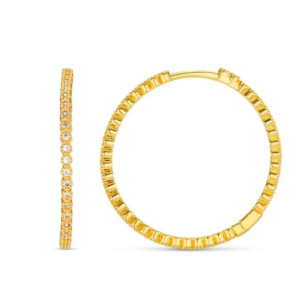 Fine Pave Mid-Size Hoop Earrings