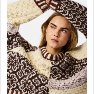 Alternative view of PCFUSION LS O-NECK COLORBLOCK KNIT BC