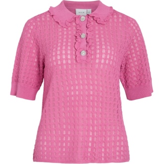 VINORA POLO 2/4 POINTELLE KNIT TOP/RC