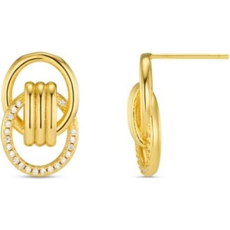 Fine Interlocking Pave Stud Earrings