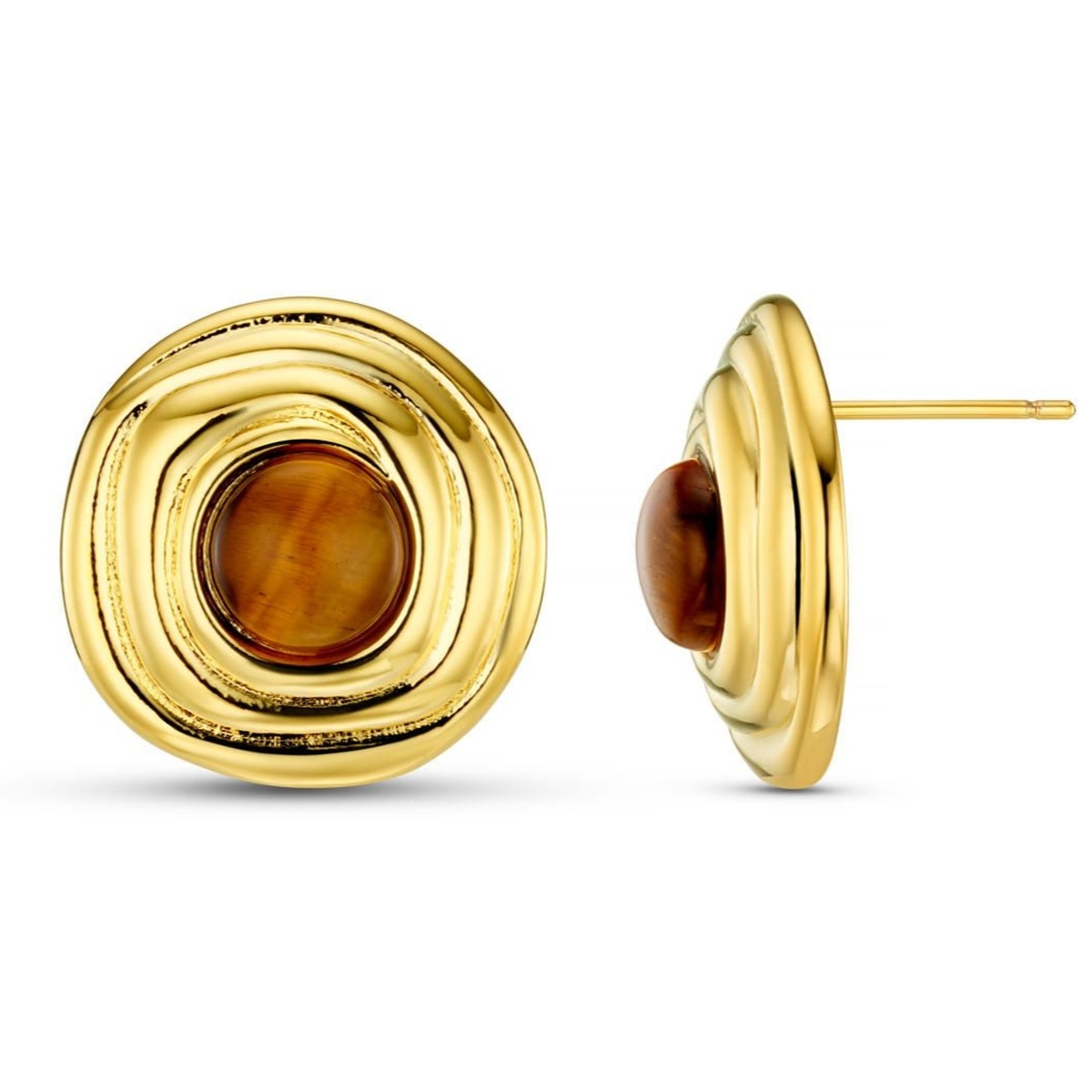 Spiral & Tiger Eye Stud Earrings