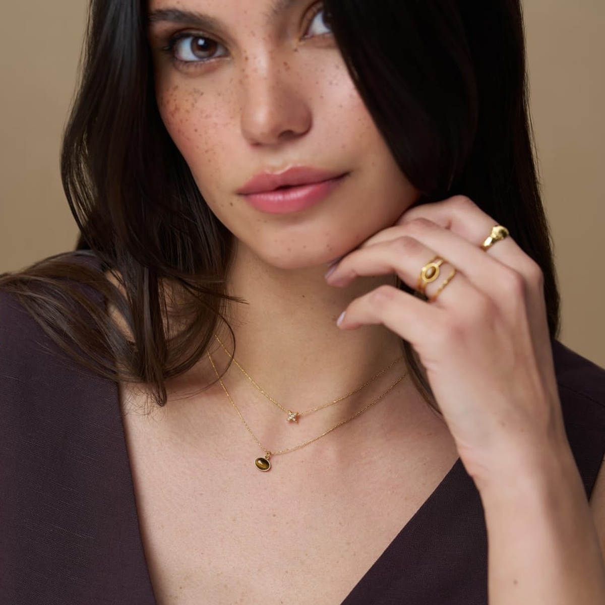 SP Tigers Eye Charm Necklace - Bilde 4