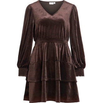 VIEMILY V-NECK L/S SHORT DRESS/LN