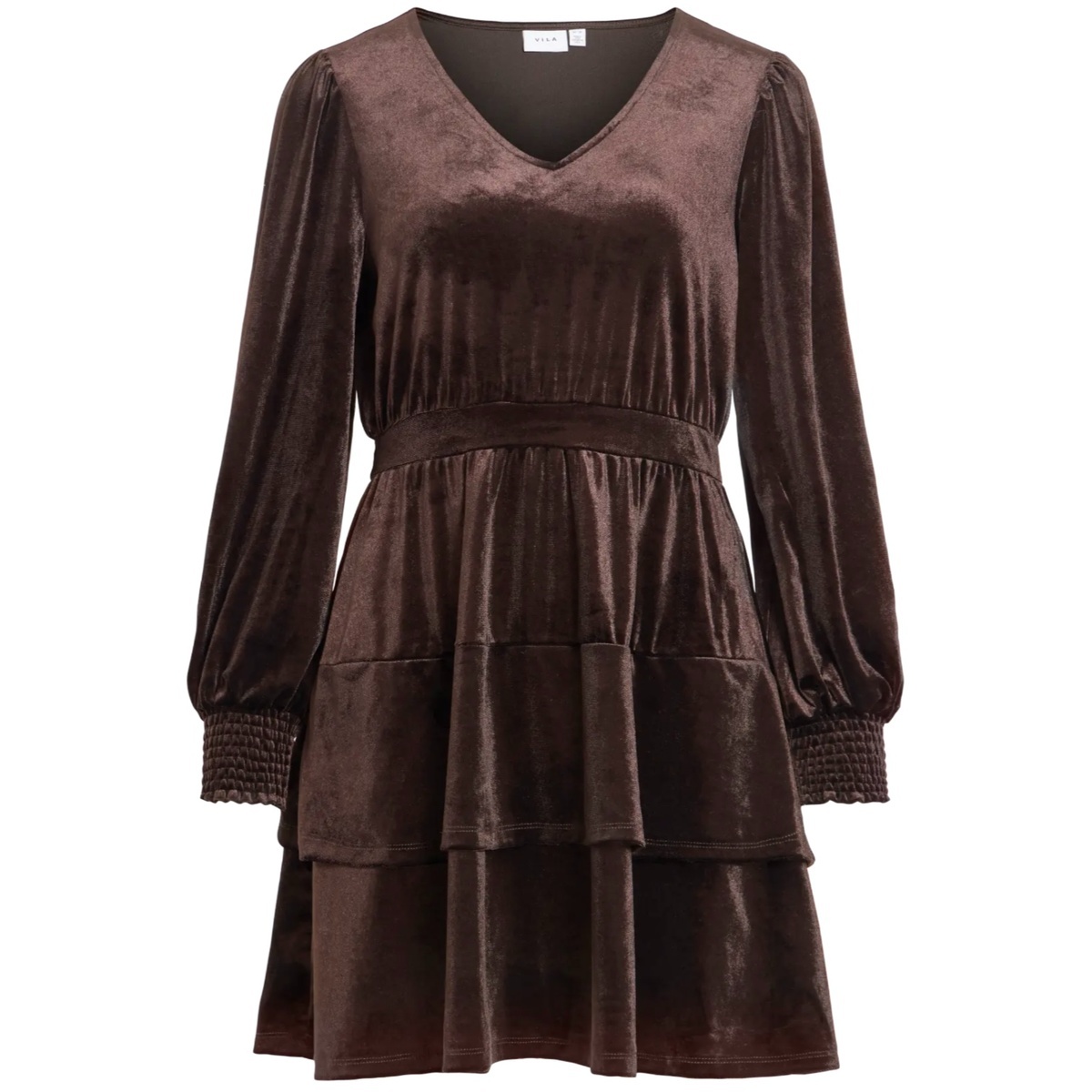VIEMILY V-NECK L/S SHORT DRESS/LN