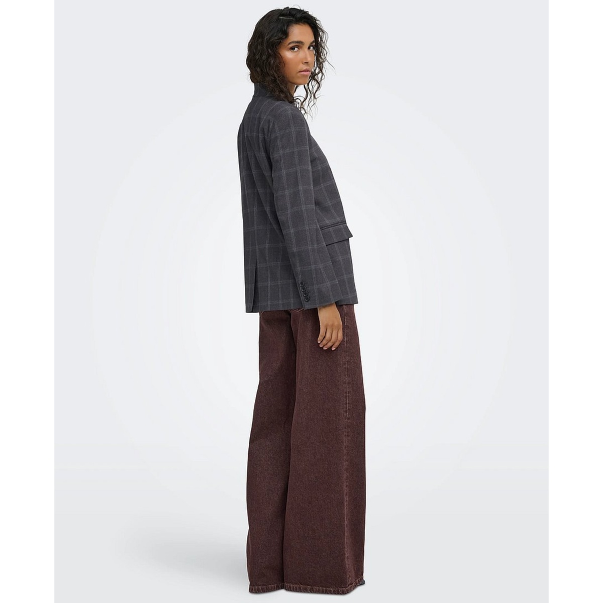 JDYVALERIE HIGH NECK CHECK BLAZER PNT - Bilde 3